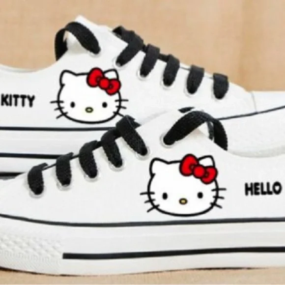 New Hello Kitty Womens Sneakers Low Top Canvas Tennis Shoes Star Girls L… - Picture 3 of 4